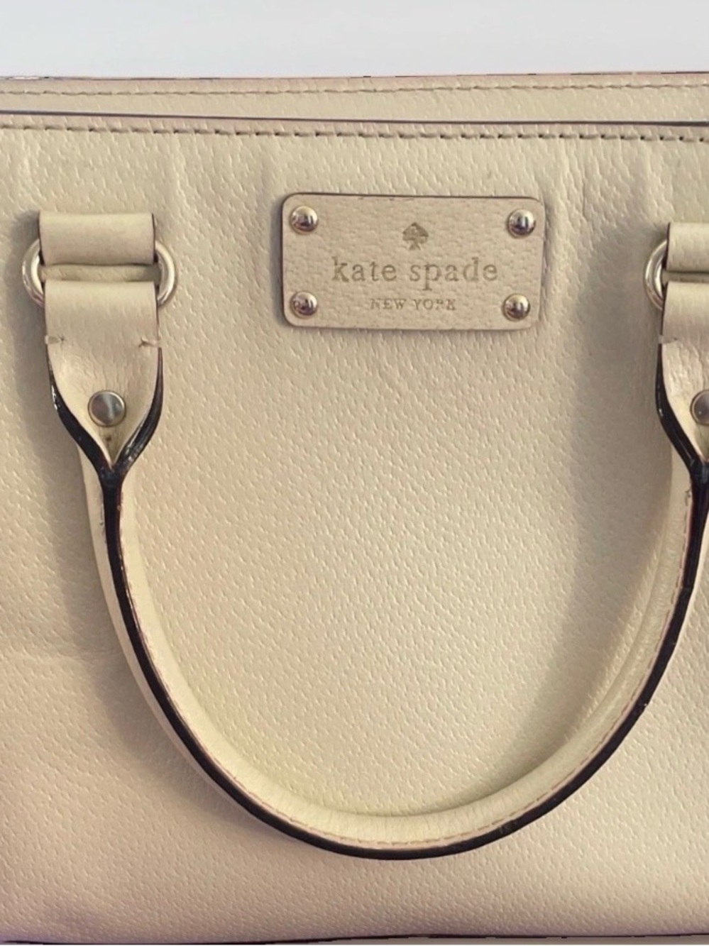 Kate Spade New York Cream Ivory Satchel Handbag Red Interior Gold Hardware